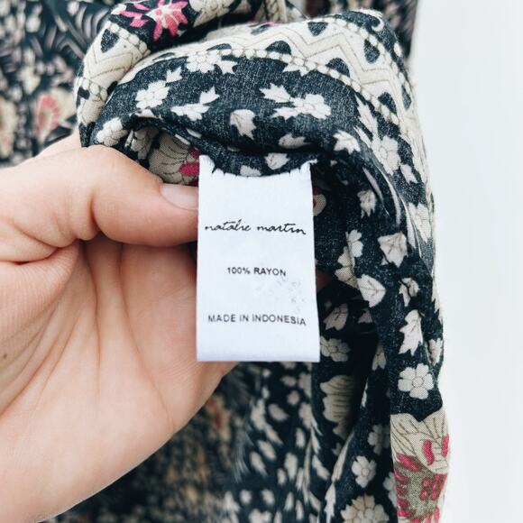 Natalie Martin Fiore Vintage Florals Midnight Black Mini Short Dress XS Small - Picture 9 of 10